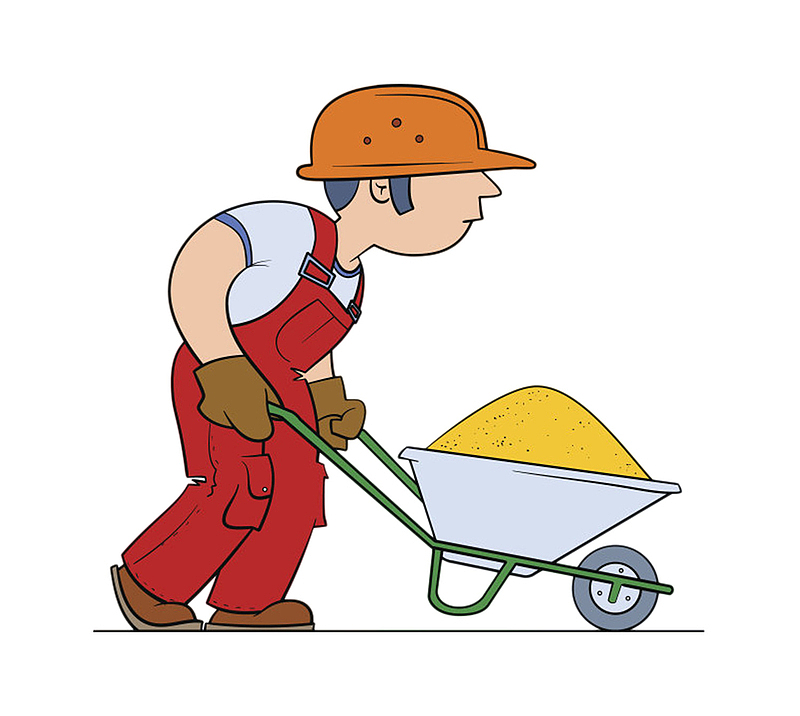 卡通工人清潔道路